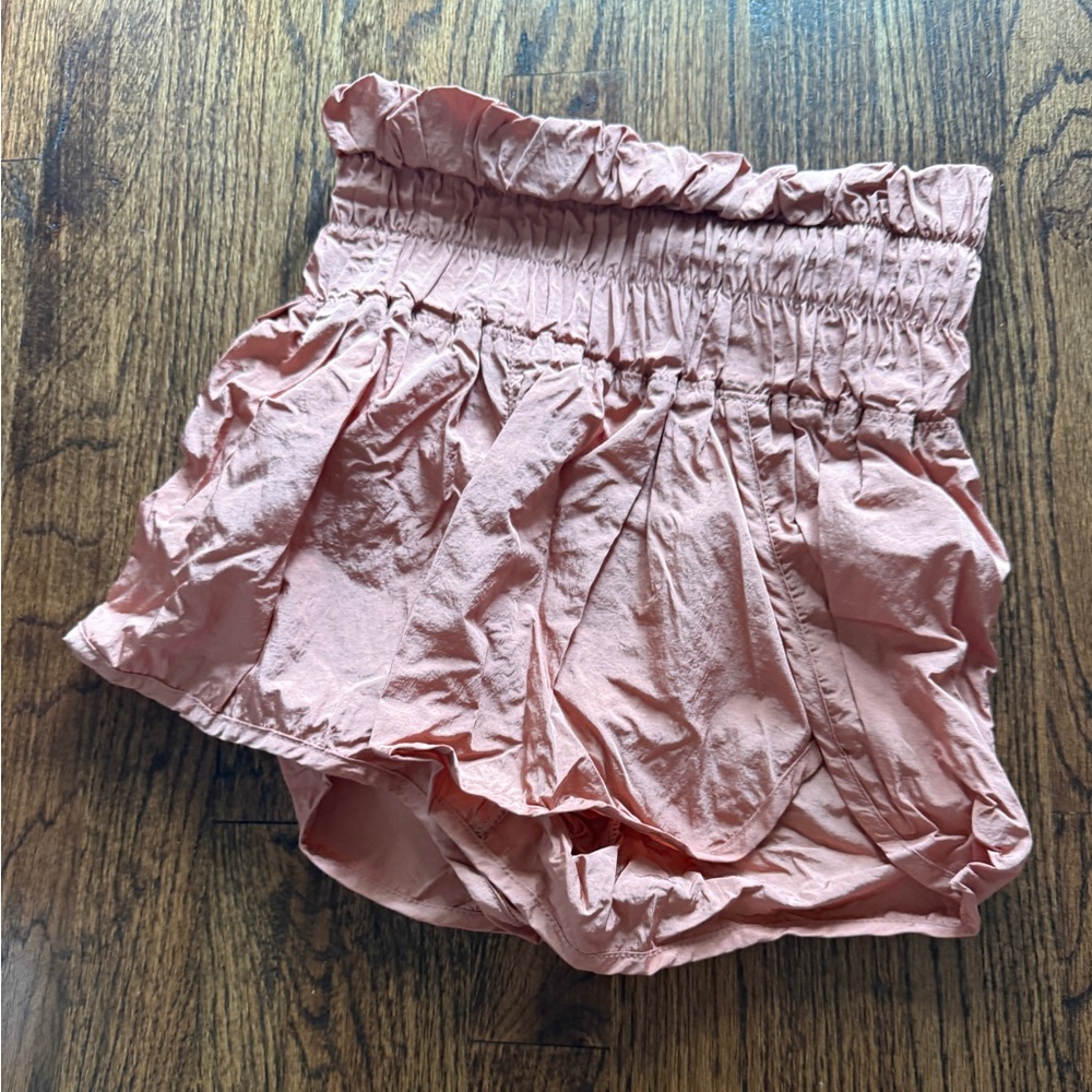Pink Ruffled High-Waist Shorts